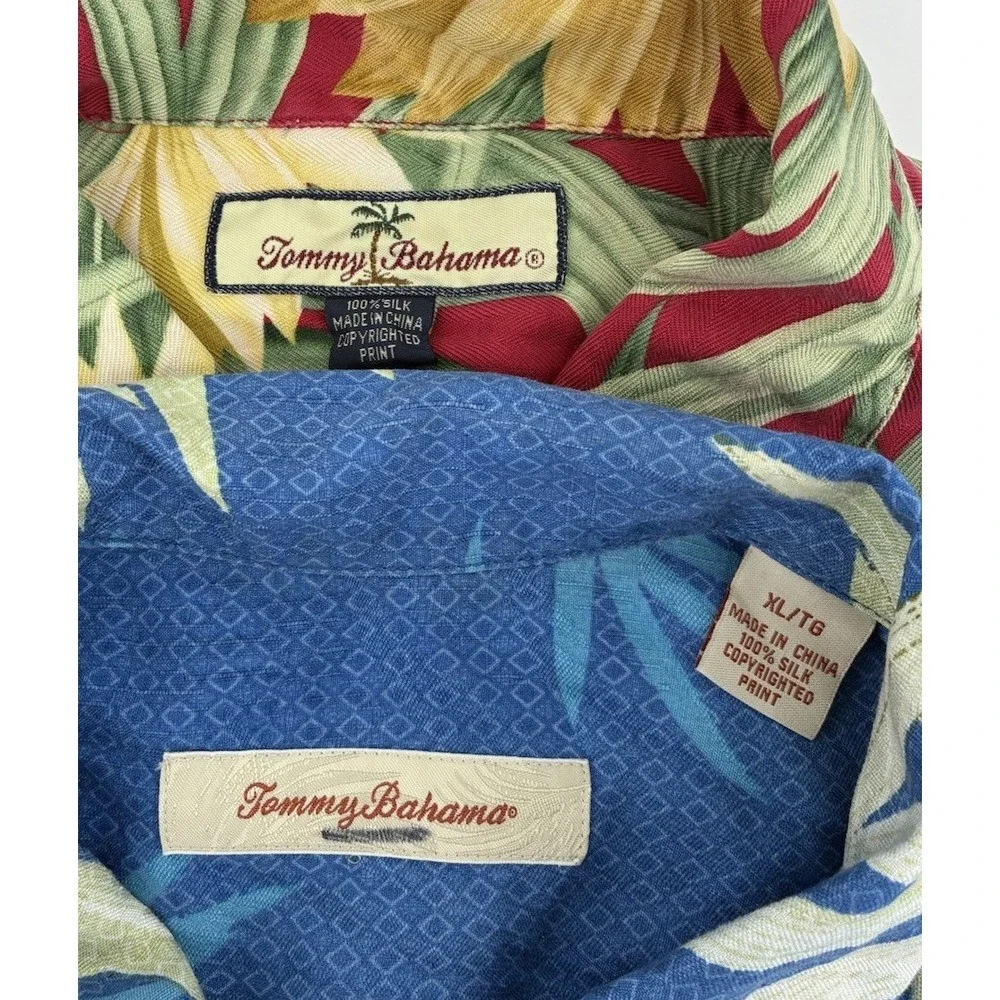 Lot Of 2 VNTG Tommy Bahama Shirt XL 100% Silk Floral All Over Print Hawaiian - Picture 6 of 10